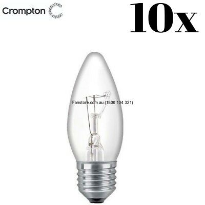 10Pk 25w Incandescent Candle Light Bulb Screw E27 240V Clear Dimmable 11073