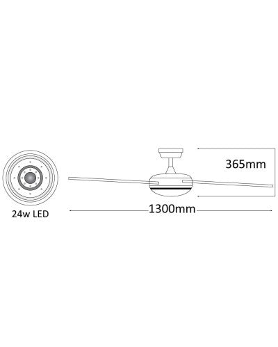 Lifestyle 1300mm 4 Blade Brushed Aluminium with Light Dimmable 5000k 24w LED