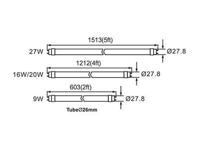 SupValue T8 LED Polycarbonate Tube (180° Beam Angle) - 152002B
