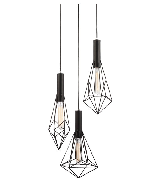 IRON CAGE BLACK 3 X ANGLED ES PENDANT BLACKBAND2X3