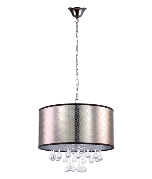 RND BROWN IRON/PVC SHADE/CRYSTAL 3XE14 GEM1-R