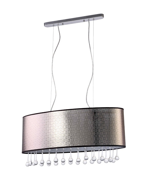 OVAL BROWN IRON/PVC SHADE/CRYSTAL 4XE14 GEM4-O