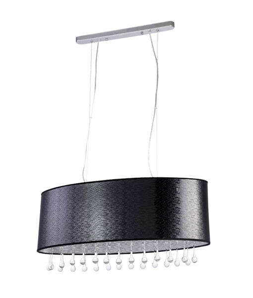 OVAL BLACK IRON/PVC SHADE/CRYSTAL 4XE14 GEM6-O