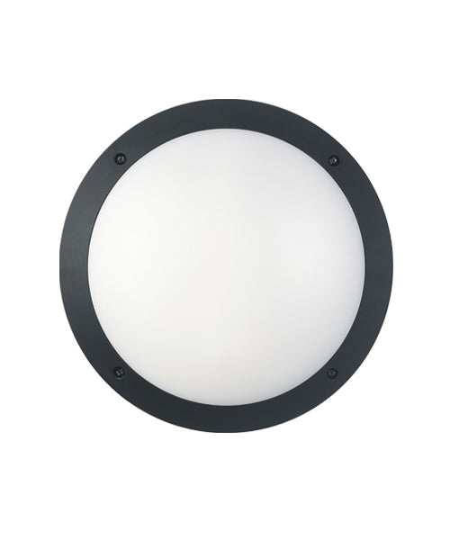 240V LED Exterior Bulkhead Lights Black CW Round BULK1