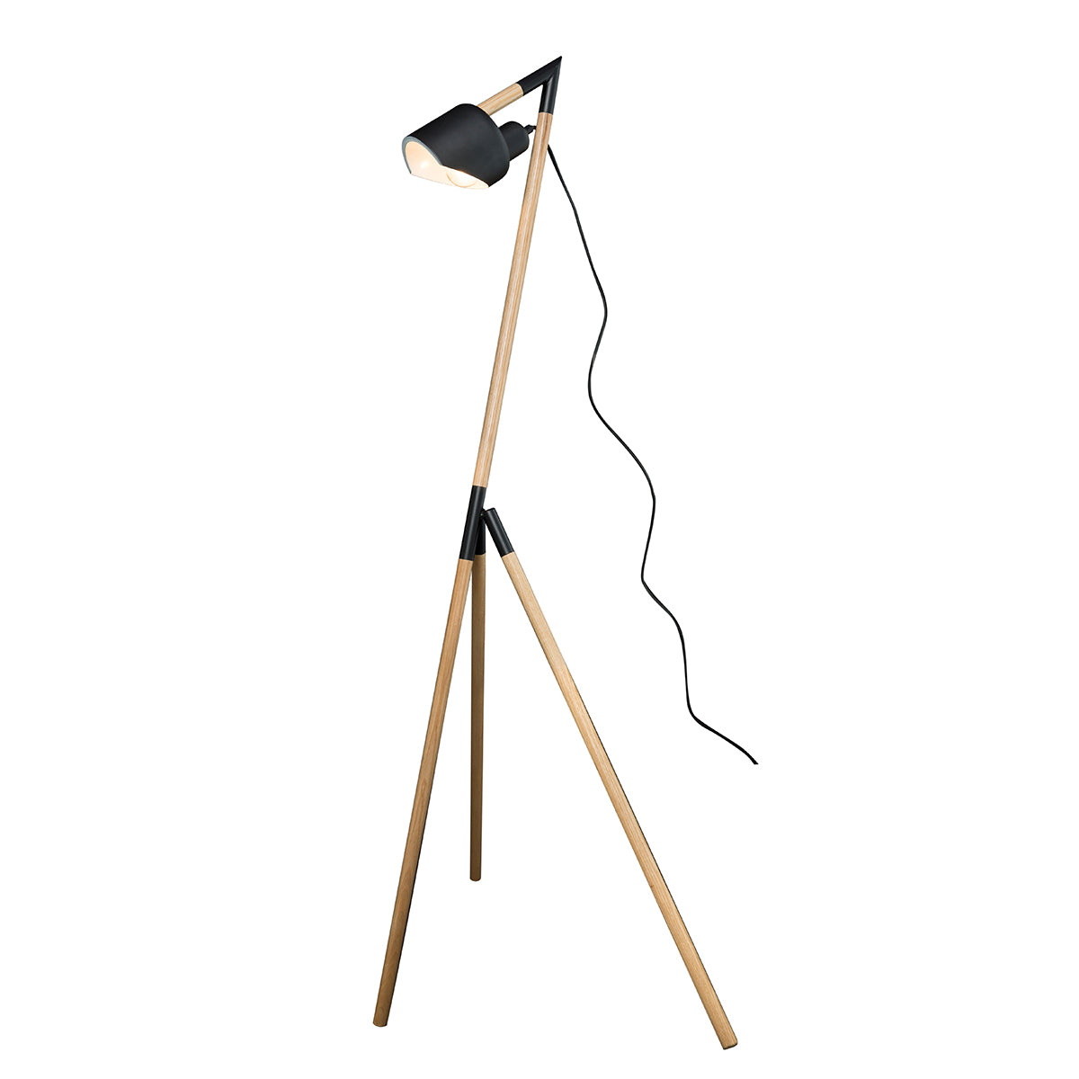 KYOTO TRIPOD TIMBER & METAL FLOOR LAMP (18992/06) BLACK BRILLIANT LIGHTING