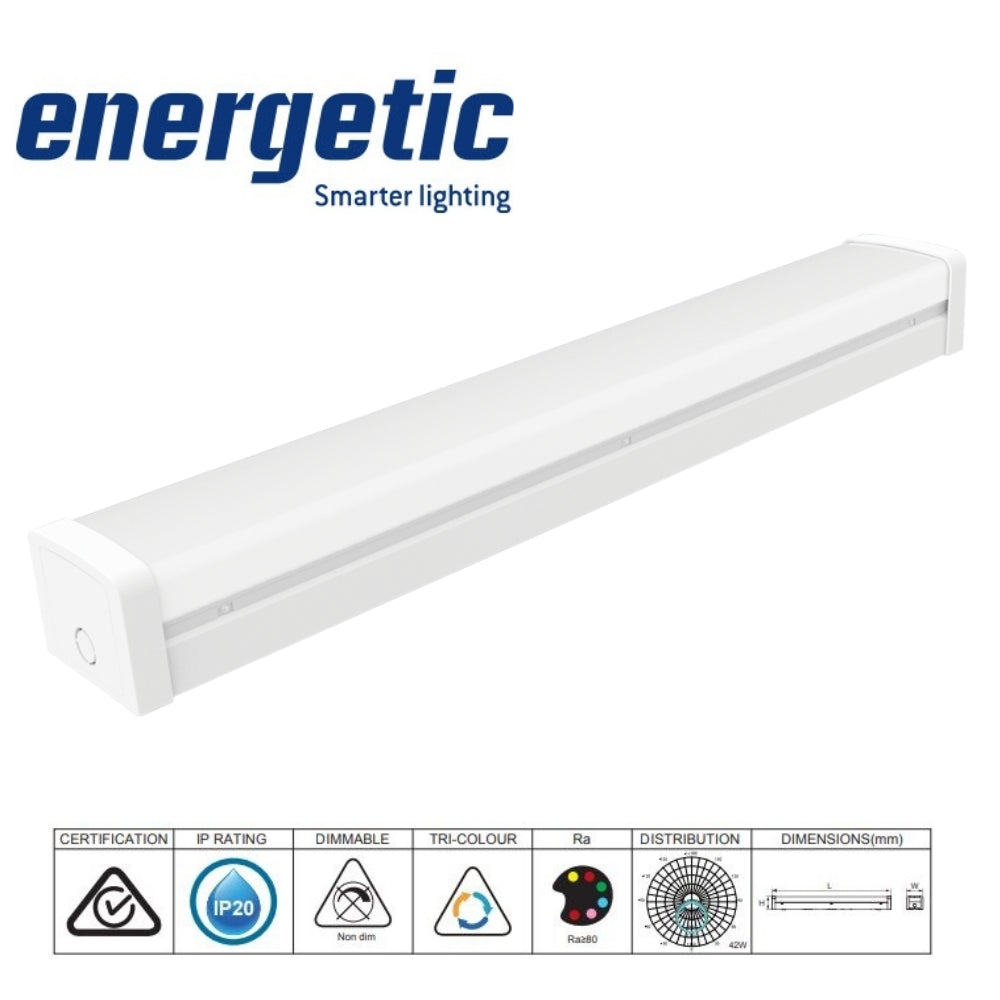 Energetic Stellar 21/42W Tri-colour LED Batten CCT 4000K/5000K/6500K - 211001