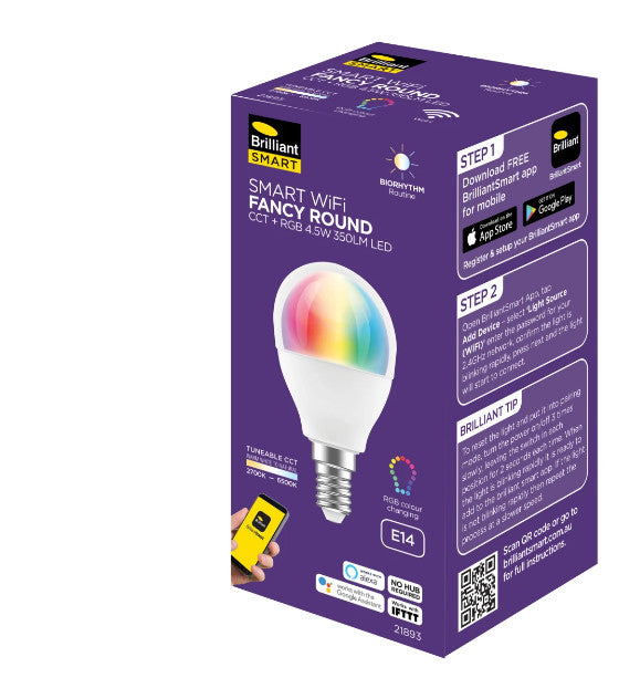 SMART BIO RHYTHM 4.5W FANCY E14 RGB+CCT GLOBE - 21893