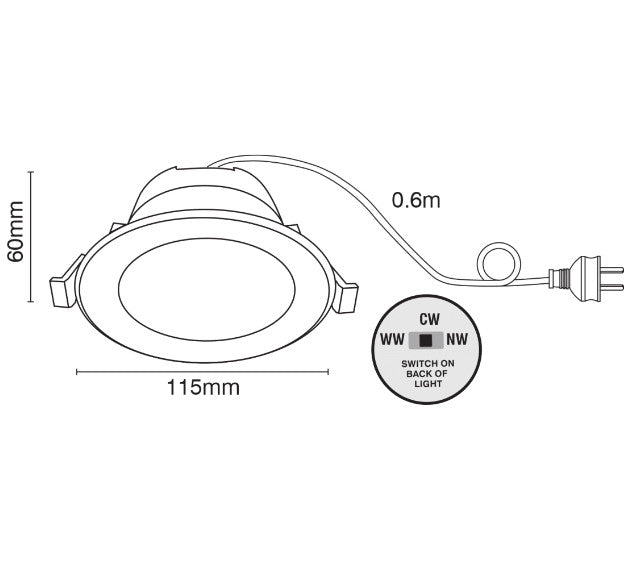 UNI TRIO 8W CCT DIMMABLE DOWNLIGHT - WHITE - 21931/05
