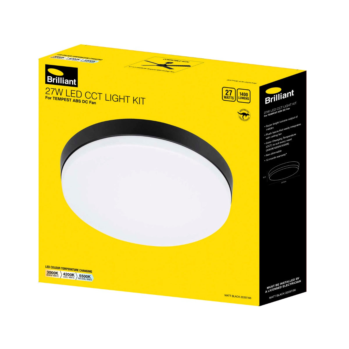 TEMPEST ABS DC 27W CCT LED LIGHT KIT BLACK-22237/06
