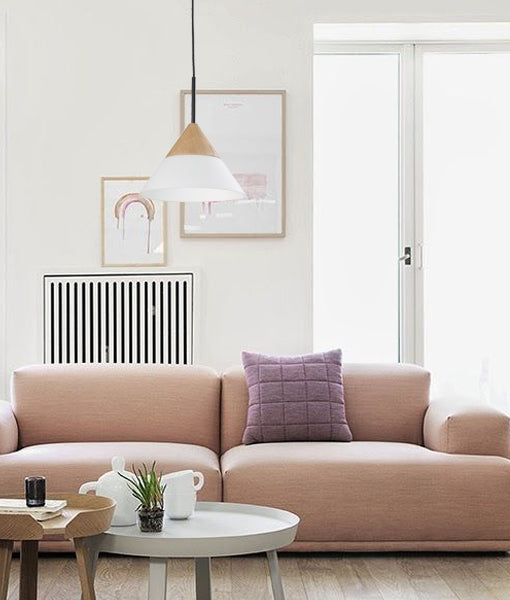 CLA LIGHTING FINN SERIES E27 PENDANT ES 40W BLONDEWOOD/FROSTED SMALL CONE FINN2