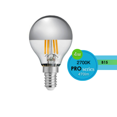 FANCY ROUND CLEAR 4W E14 DIMMABLE 2700K CROWN SILVER LUS20224