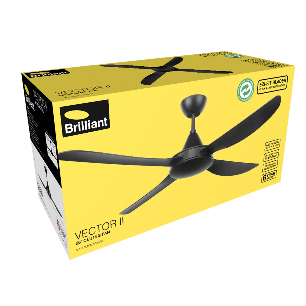VECTOR II 48" ABS CEILING FAN WITH LED CCT BLACK- 22291/06