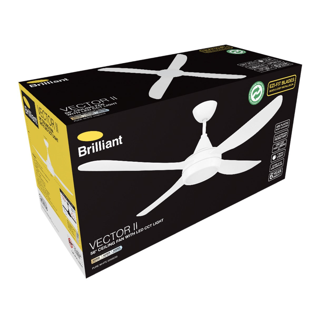 VECTOR II 56" ABS CEILING FAN CCT LED WHITE-22565/05