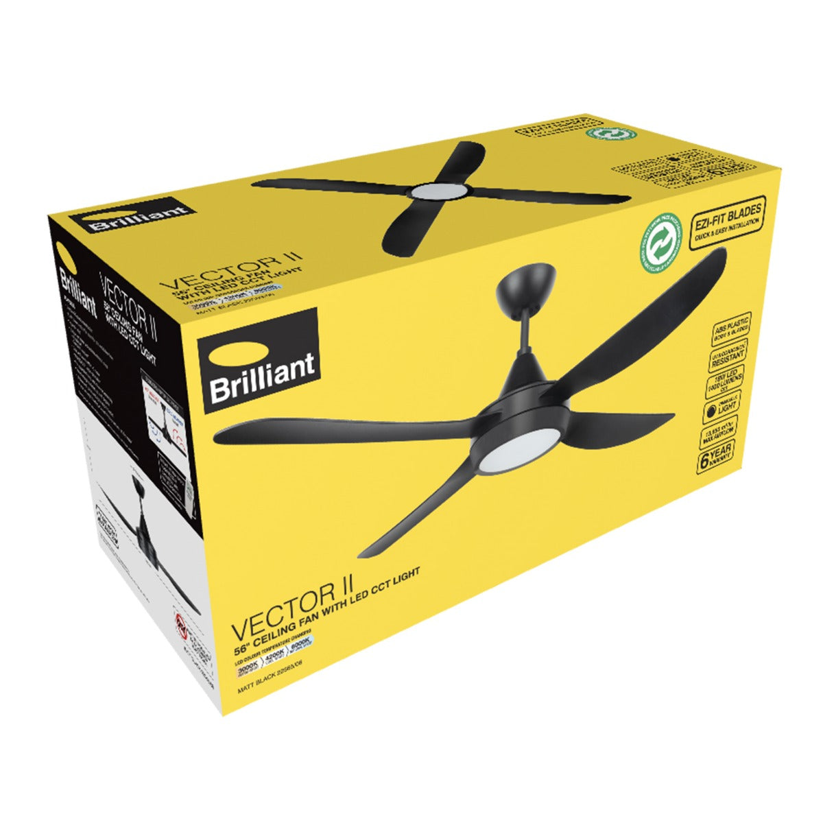 VECTOR II 56" ABS CEILING FAN CCT LED BLACK-22565/06