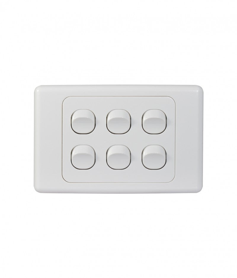 Cougar Switch Horizontal 6 Gang 16A 250V (COSW6G) GSM