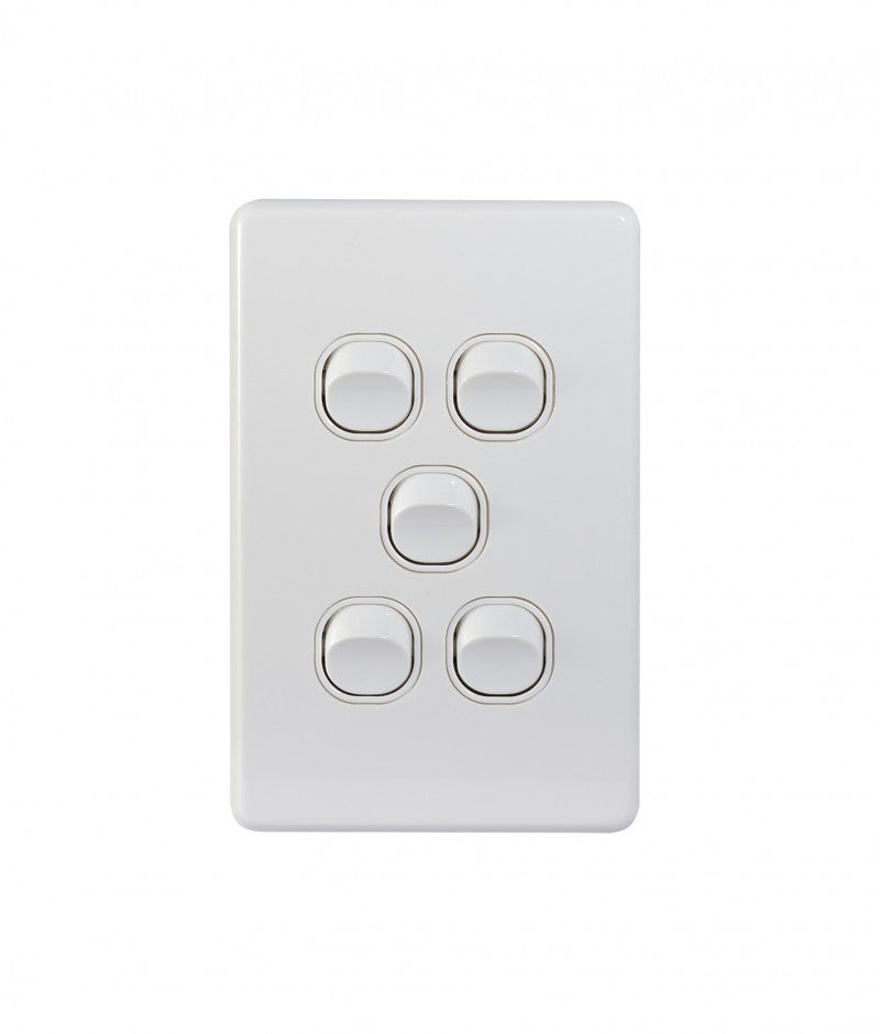 Puma Switch Vertical 5 Gang 10AX/16A 250V (PUSWV5G) GSM