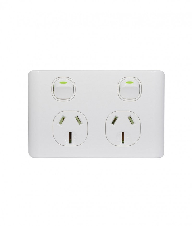 Leopard Power Point Switched 2 Gang 15A 250V (LEPP152G) GSM