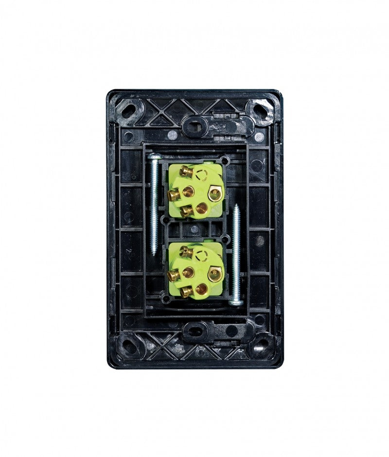 Leopard Switch Vertical 2 Gang 16AX/20A 250V (LESWV2GBLK) Black GSM