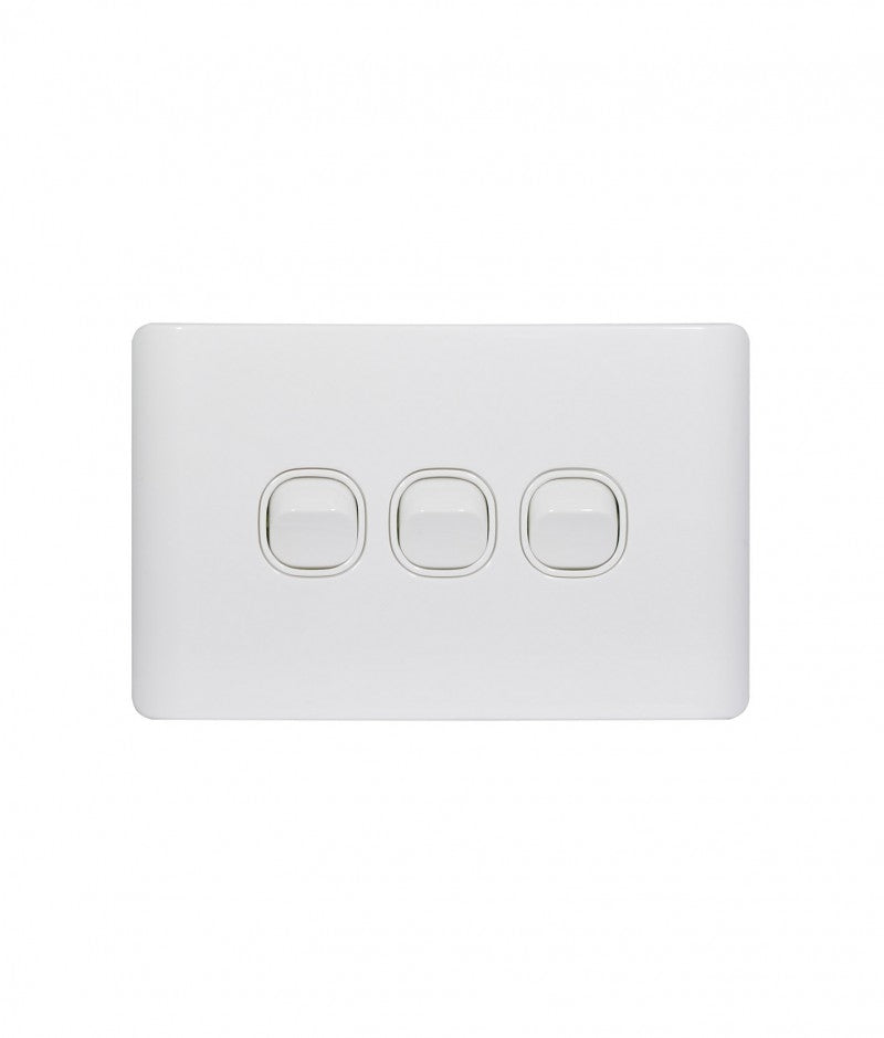 Leopard Switch Horizontal 3 Gang 16AX/20A 250V (LESW3G) GSM