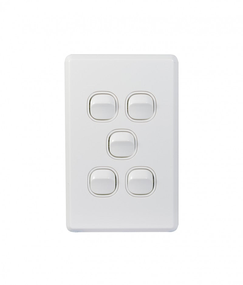 Cheetah Switch Vertical 5 Gang 16AX/20A 250V (CHSWV5G) GSM