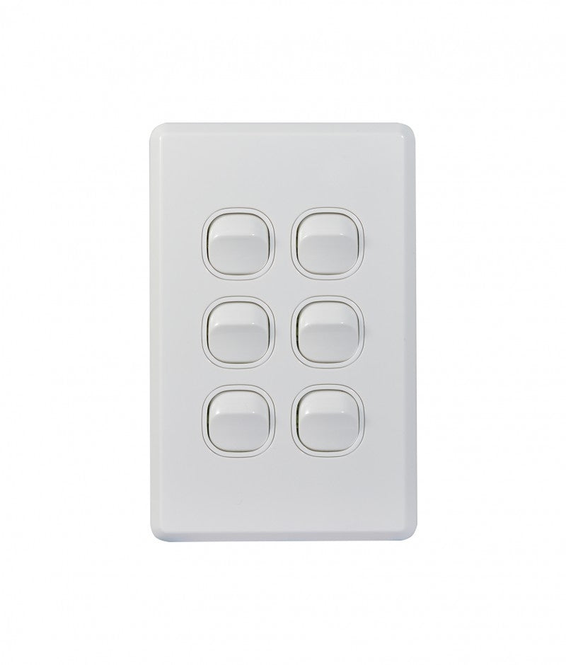 Cheetah Switch Vertical 6 Gang 16AX/20A 250V (CHSWV6G) GSM