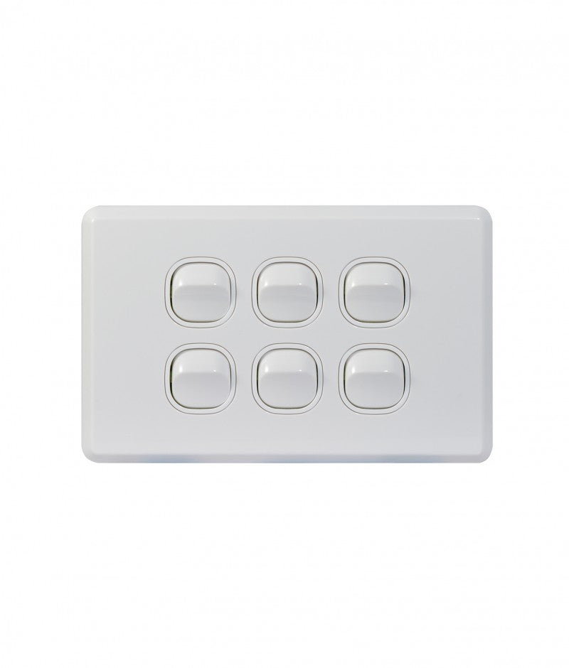 Cheetah Switch Horizontal 6 Gang 16AX/20A 250V (CHSW6G) GSM