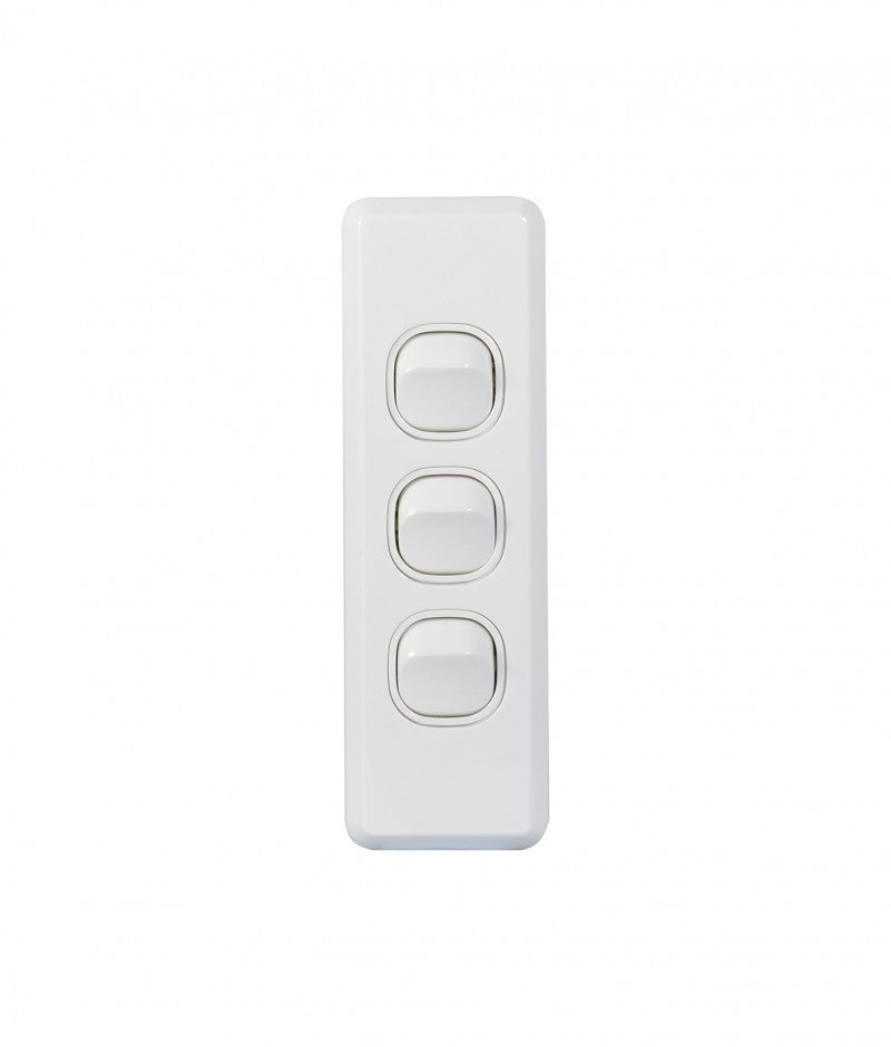 Cheetah Switch Vertical Architrave 3 Gang 16AX/20A 250V (CHSWVA3G) GSM