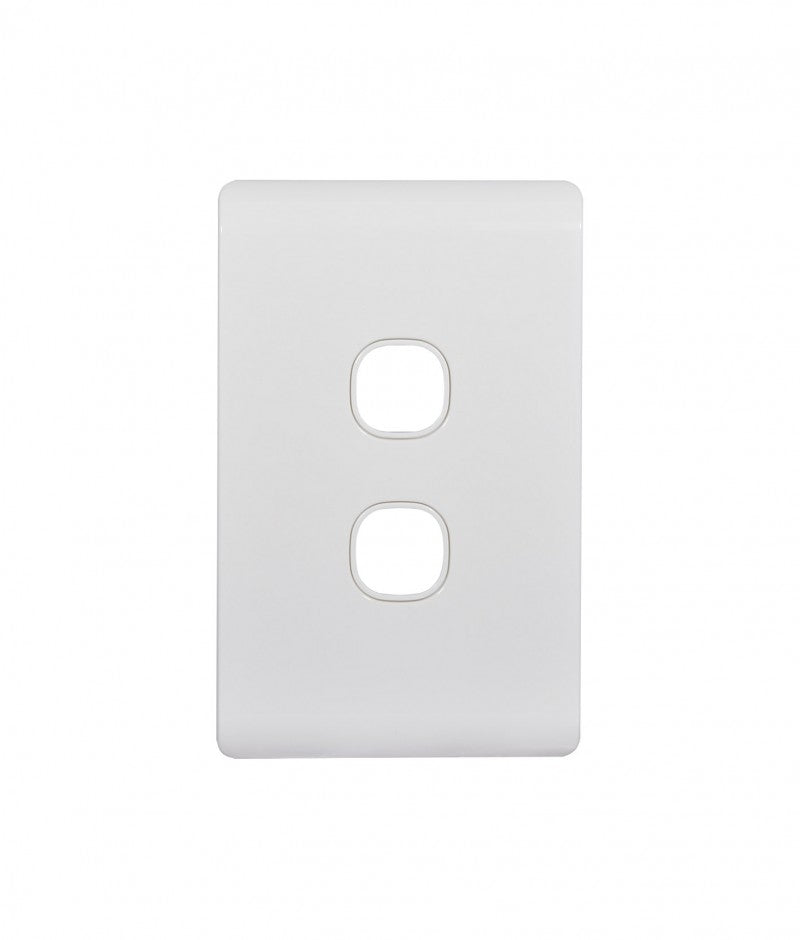 Leopard Switch Plate Vertical 2 Gang (LESWPV2GWHT) White GSM