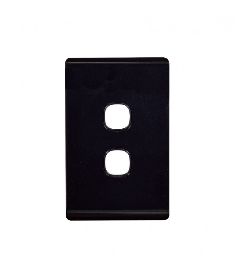 Leopard Switch Plate Vertical 2 Gang (LESWPV2GBLK) Black GSM