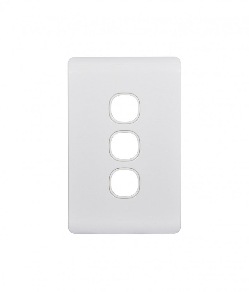 Leopard Switch Plate Vertical 3 Gang (LESWPV3GWHT) White GSM