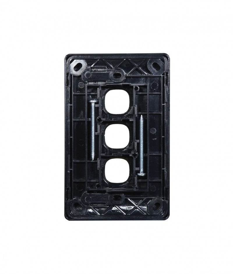 Leopard Switch Plate Vertical 3 Gang (LESWPV3GBLK) Black GSM