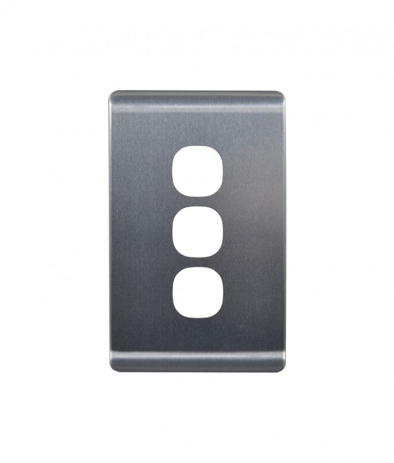 Leopard Switch Plate Vertical 3 Gang (LESWPV3GBA) Brushed Aluminium GSM