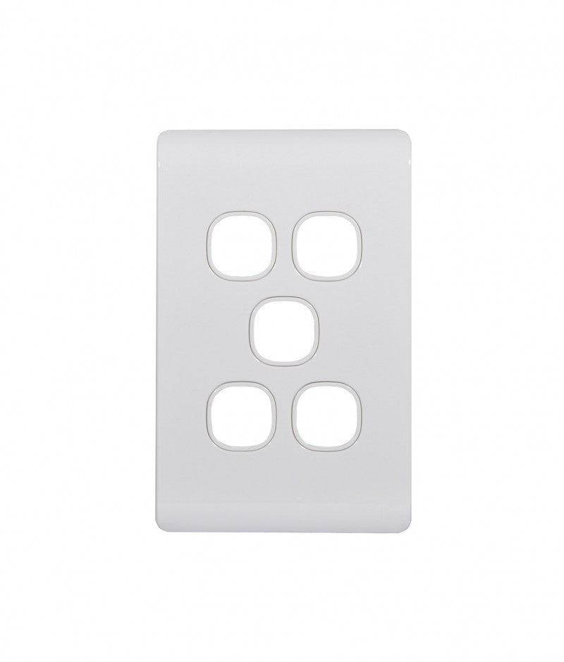 Leopard Switch Plate Vertical 5 Gang (LESWPV5GWHT) White GSM