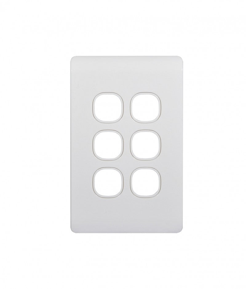 Leopard Switch Plate Vertical 6 Gang (LESWPV6GWHT) White GSM