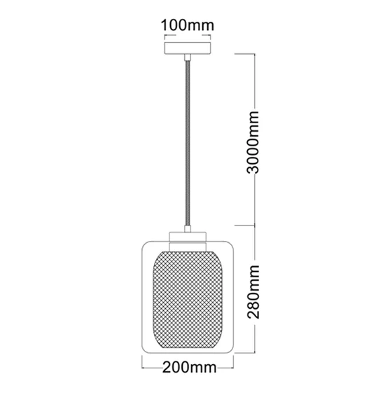 PENDANT ES 40W Brass Mesh Internal / CLR Glass External Oblong TONO3 Cla Lighting