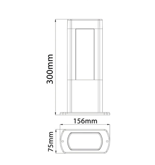 AMUN LED Surface Mounted Matte Black Rectangular Bollard Lights IP54- AMUN2