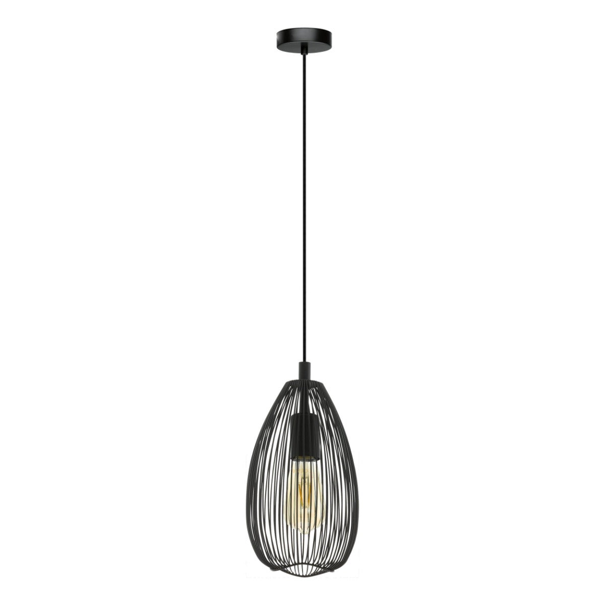 CLEVEDON PENDANT LIGHT 1X60W E27 BLACK 49141N