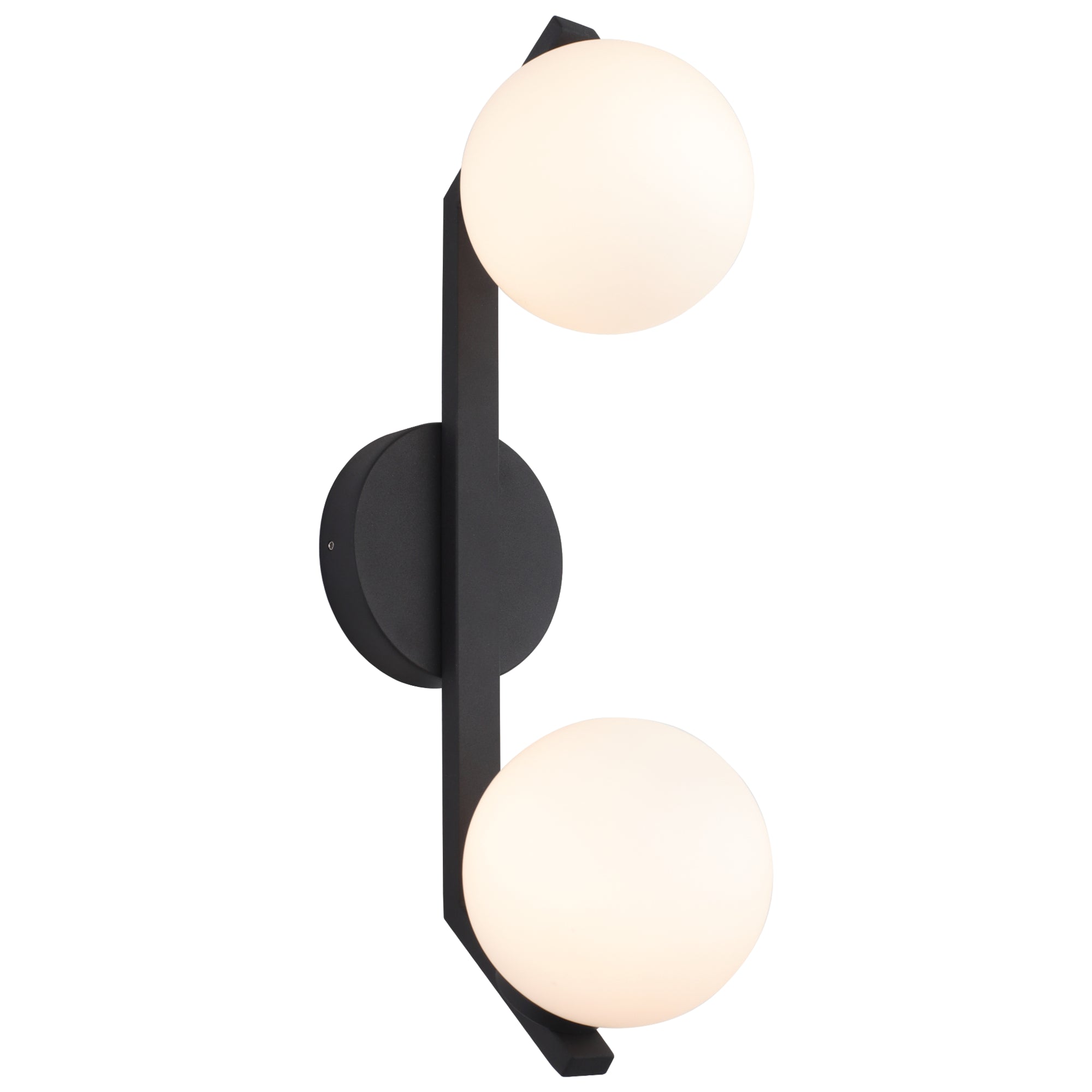 Cougar Rayna Modern Black Opal Matte Glass Orb 2-Light Wall Sconce