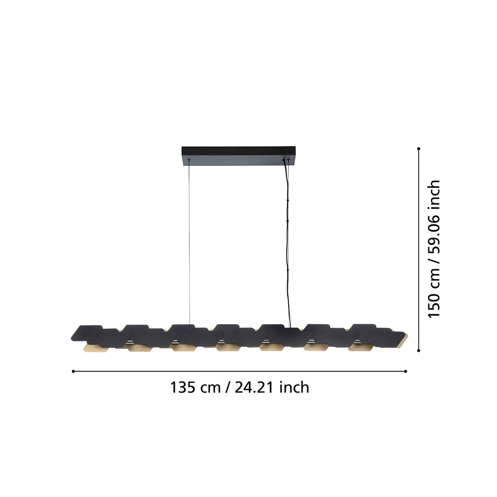 ALTAGRACIA PENDANT LIGHT 44W LED BLACK WITH GOLD ACCENT 390032