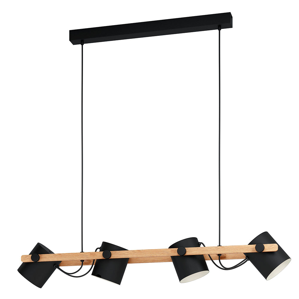 HORNWOOD H/L 4X28W E27 BLK/LIGHT WOOD 43424N