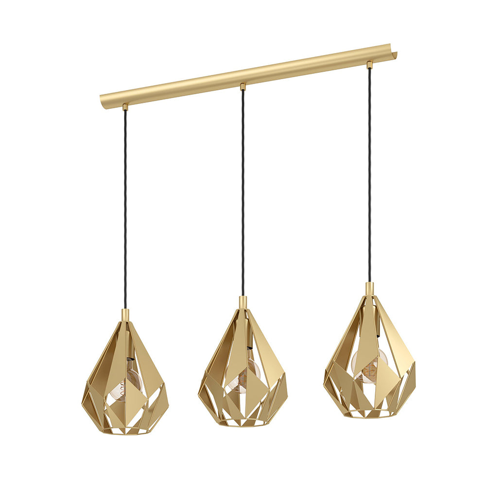 CARLTON PENDANT LIGHT 3X60W E27 BRASS MATT 2M 43909N