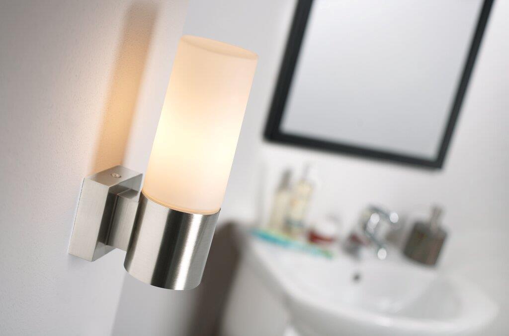Tangens Up light Bath Glass, Metal Brushed steel, Opal - 17131032