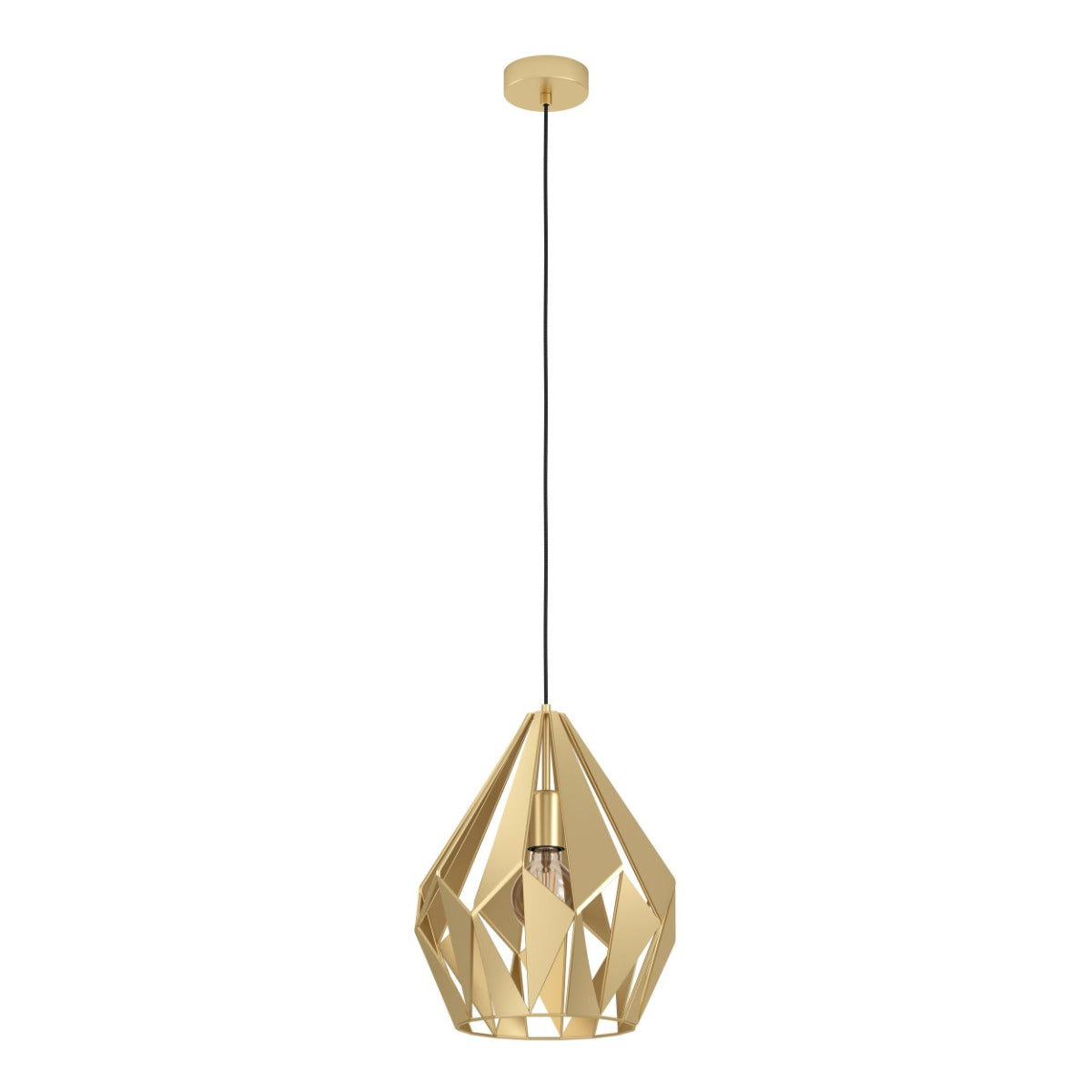 CARLTON PENDANT LIGHT 1X60W E27 BRASS MATT 2M MEDIUM 43814N