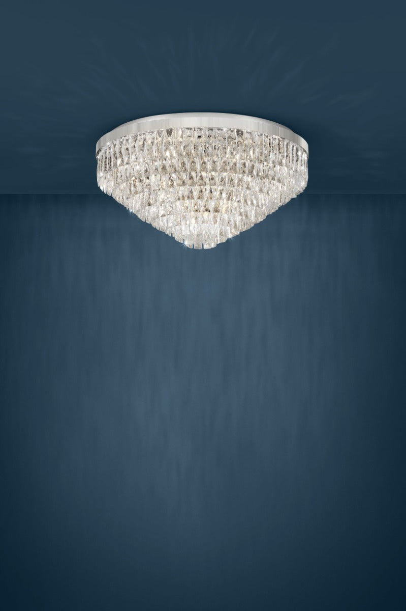 Valparaiso 1 16 Light Crystal 40W E14 Flush Mount Light Chrome 39492