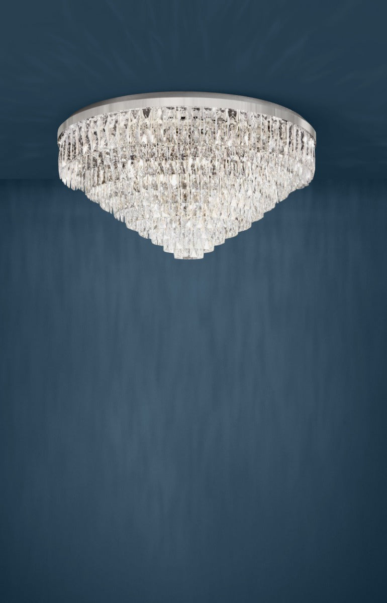 Valparaiso 1 25 Light Crystal 40W E14 Flush Mount Light Chrome 39493