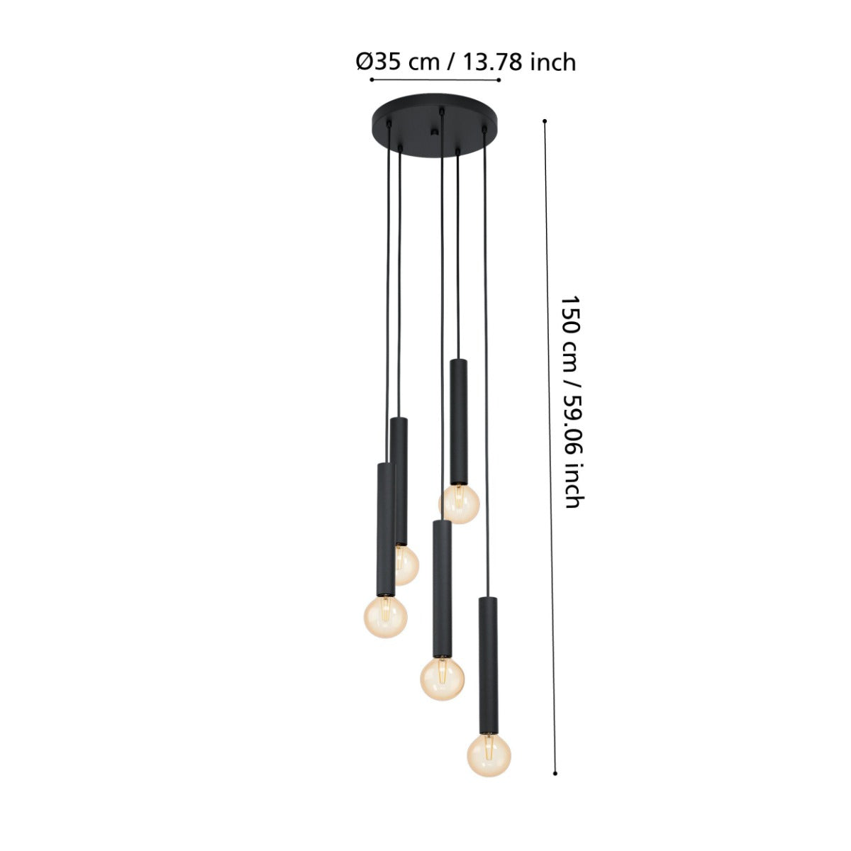 CORTENOVA PENDANT LIGHT 5X60W E27 BLACK 98058