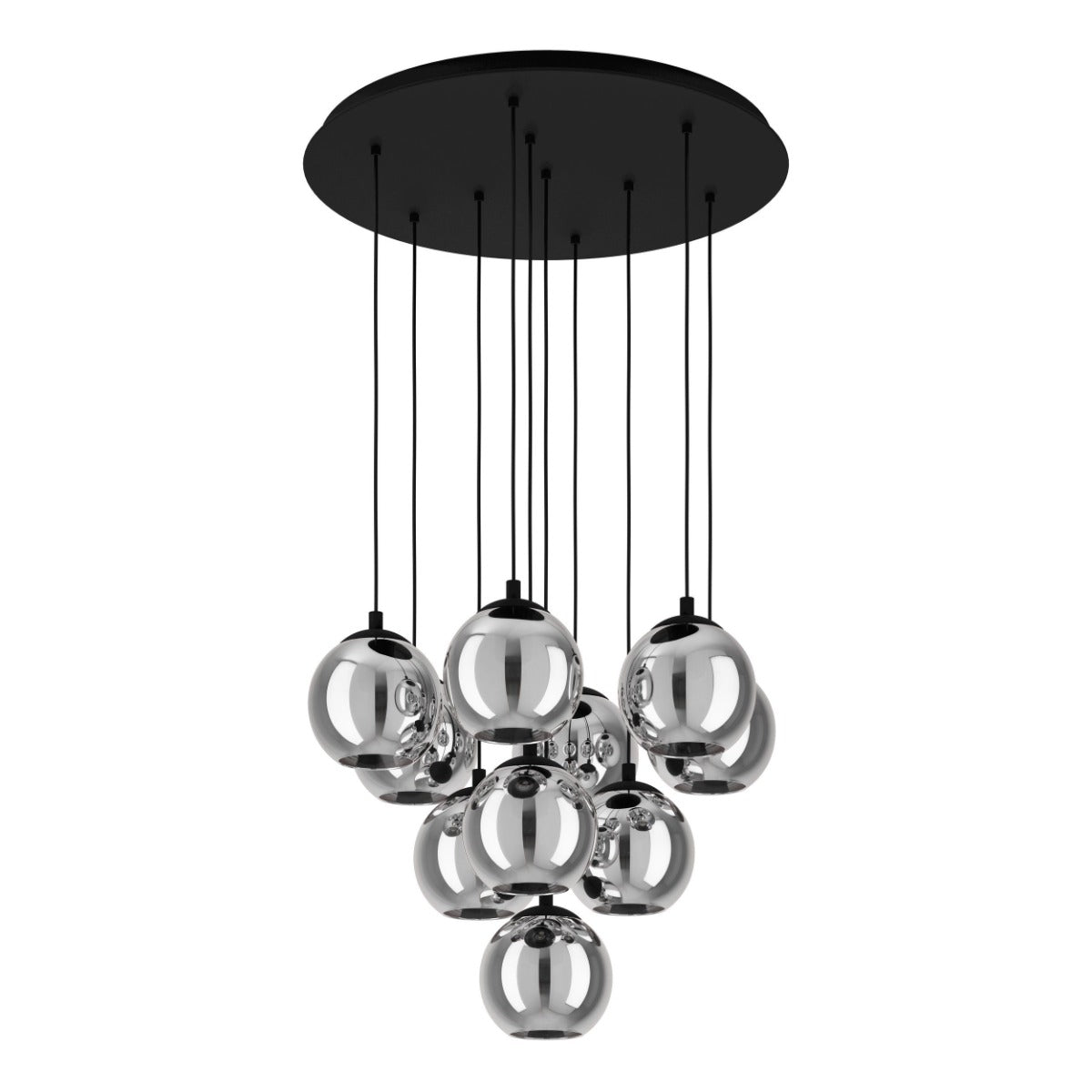 ARISCANI PENDANT LIGHT 10X40W E27 BLACKL WITH BLACK TRANSPARENT SHADE 98654