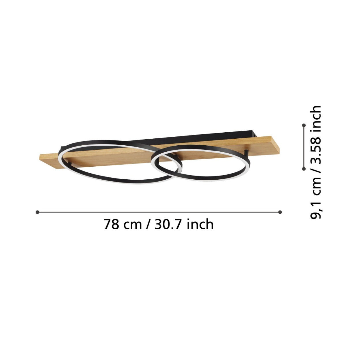 BOYAL CLOSE TO CEILING 24W 3000K BLACK WITH NATURAL WOOD ACCENT 99467