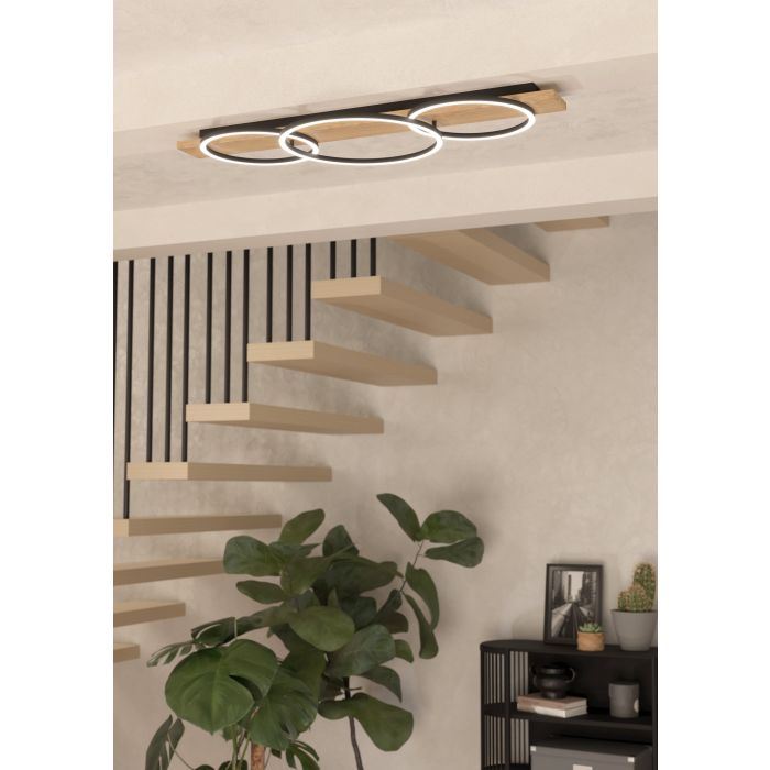 BOYAL CLOSE TO CEILING 36W 3000K BLACK WITH NATURAL WOOD ACCENT 99468