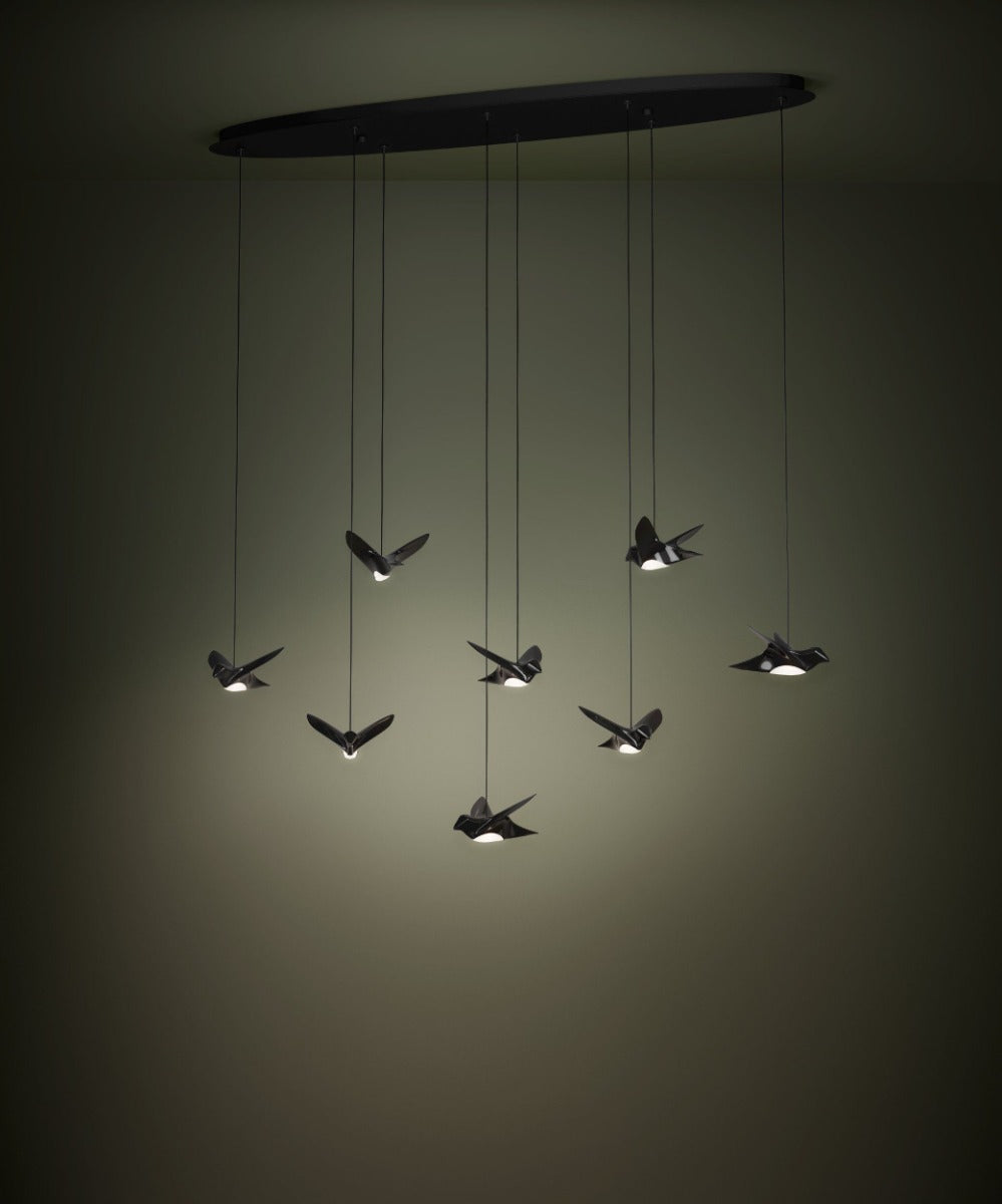 PARATEBUENO PENDANT LIGHT 8X3W LED 3000K NICKEL-NERO OBLONG 390055